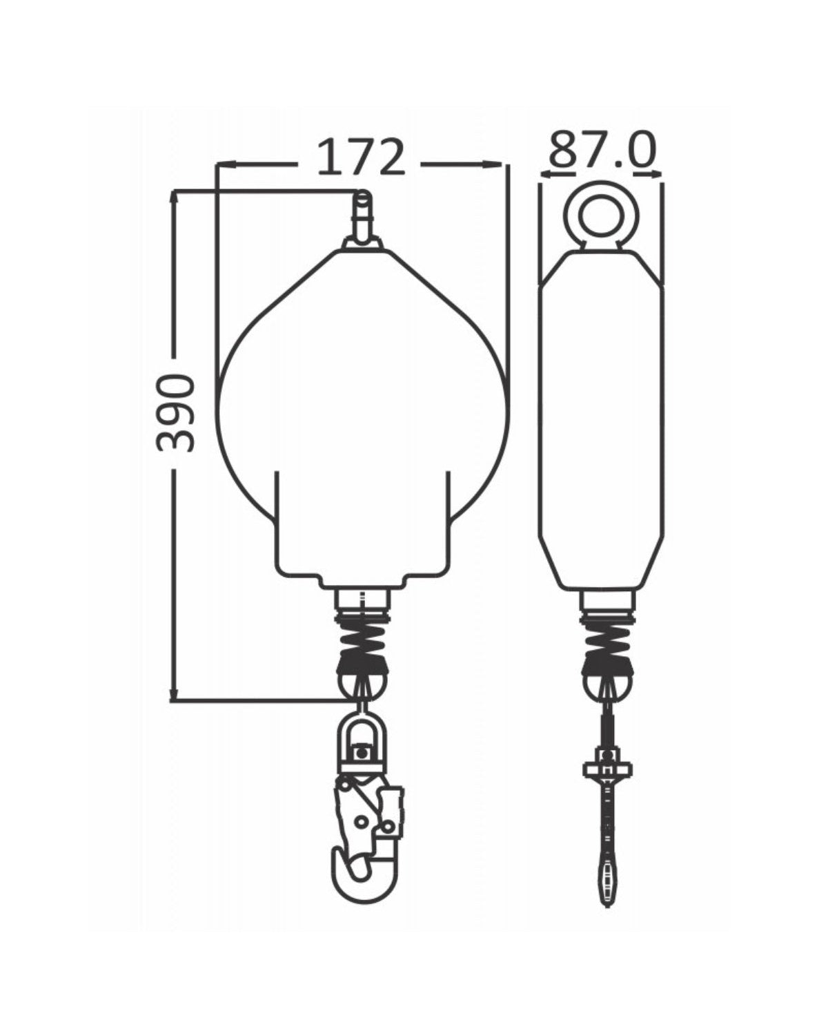 KRATOS Load Arrester for Max Load 250kg dims