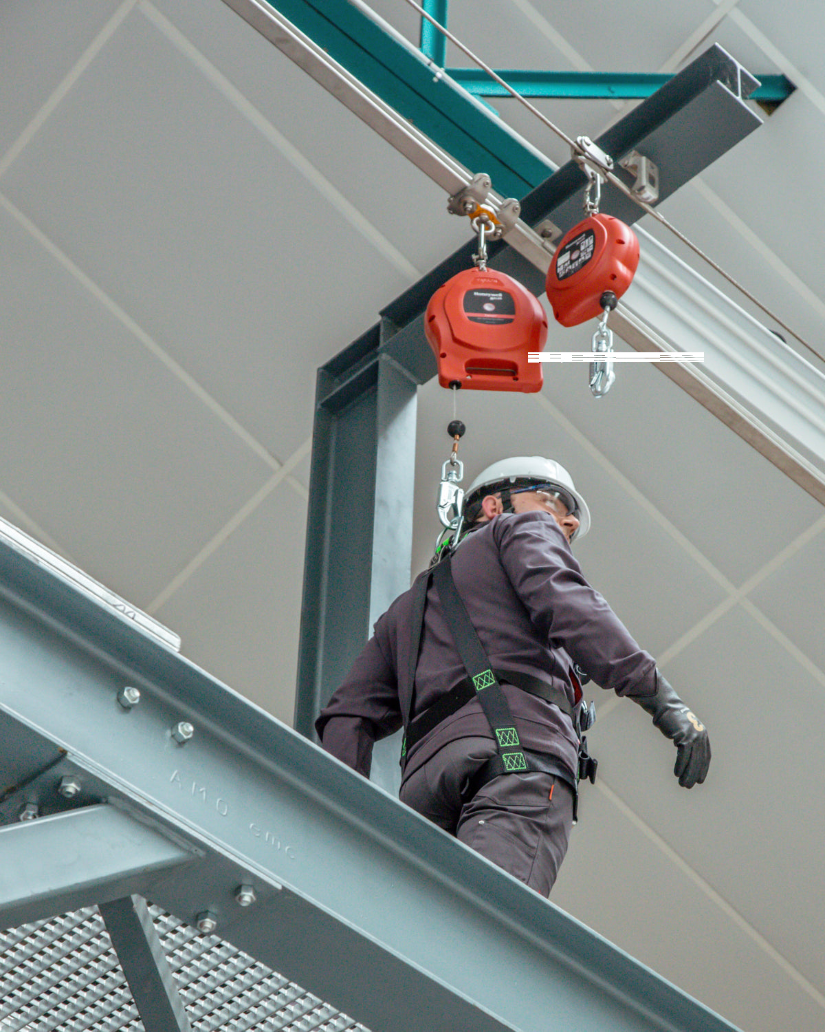 Overhead fall arrest system with Miller Falcon Self-Retracting Line
