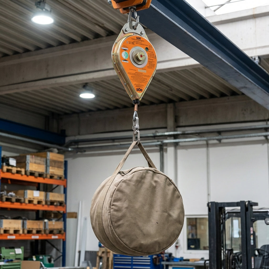SOLL Load Arrester 10m fixed to steel beam holding a load