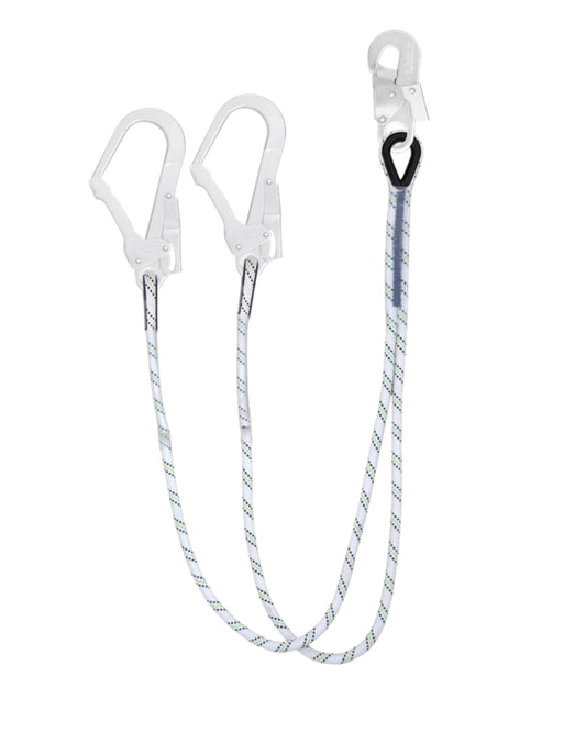 KRATOS 1.5m Twin Tail Rope Restraint Lanyard with Scaffold Hooks